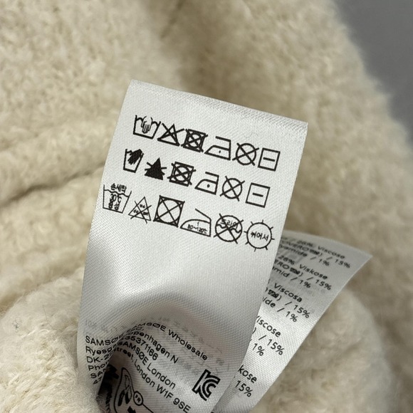 Samsoe Samsoe Jacket Womens Small Beige White Emilie Alpaca Blend Boucle Cropped - Picture 12 of 16